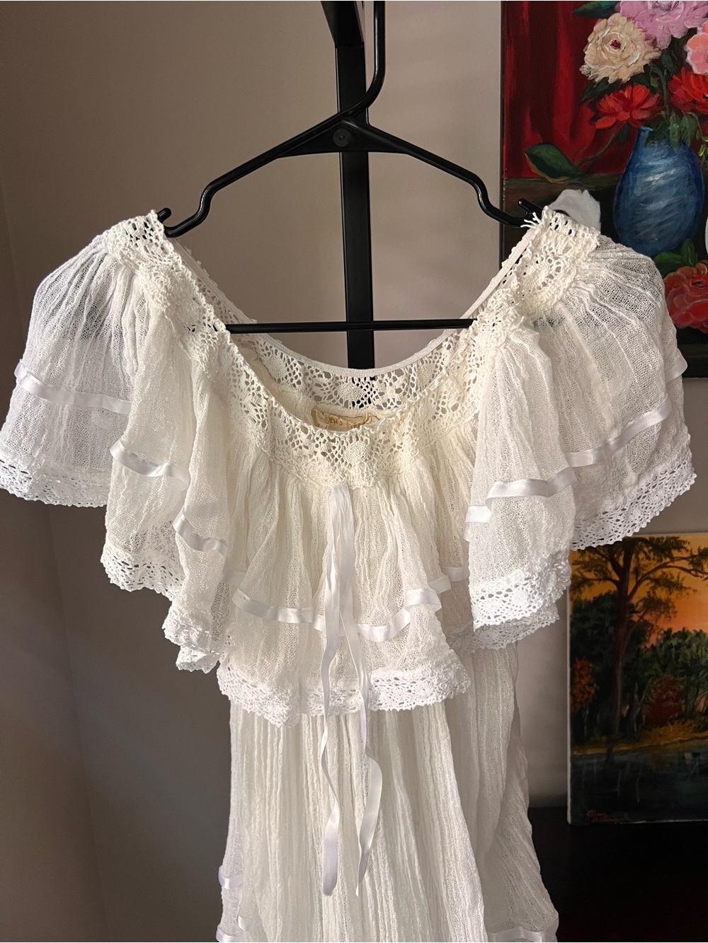 Jen’s pirate booty senorita White Off-Shoulder Ruffled Mini tunic dress - Picture 3 of 13